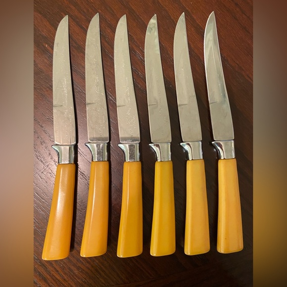 Vintage BAKELITE LOT 6 KNIVES DEEREDGE Regent SHEFFIELD ENGLAND Forever Sharp - Picture 1 of 10